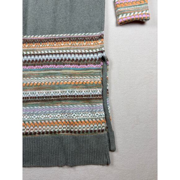 NWT Women's Large Anthropologie Daily Practice fair isle midi sweater dress moss - Picture 6 of 8